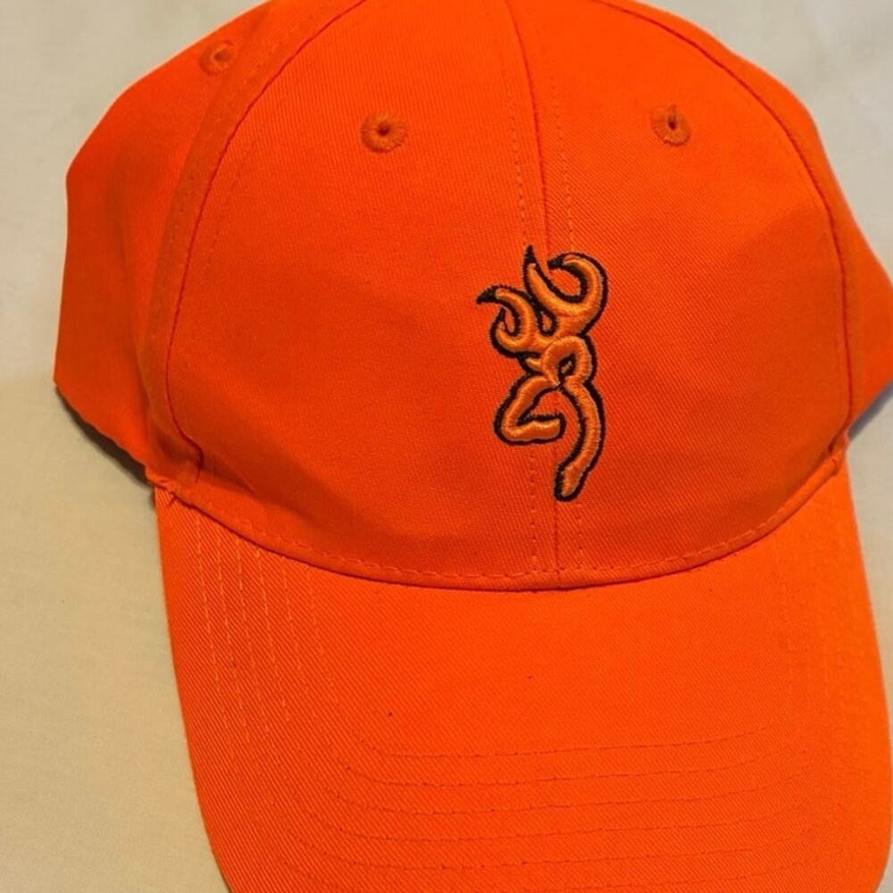 Browning Youth Blaze Orange Hunting Hat Buckmark Logo Adjustable Deer Hunting